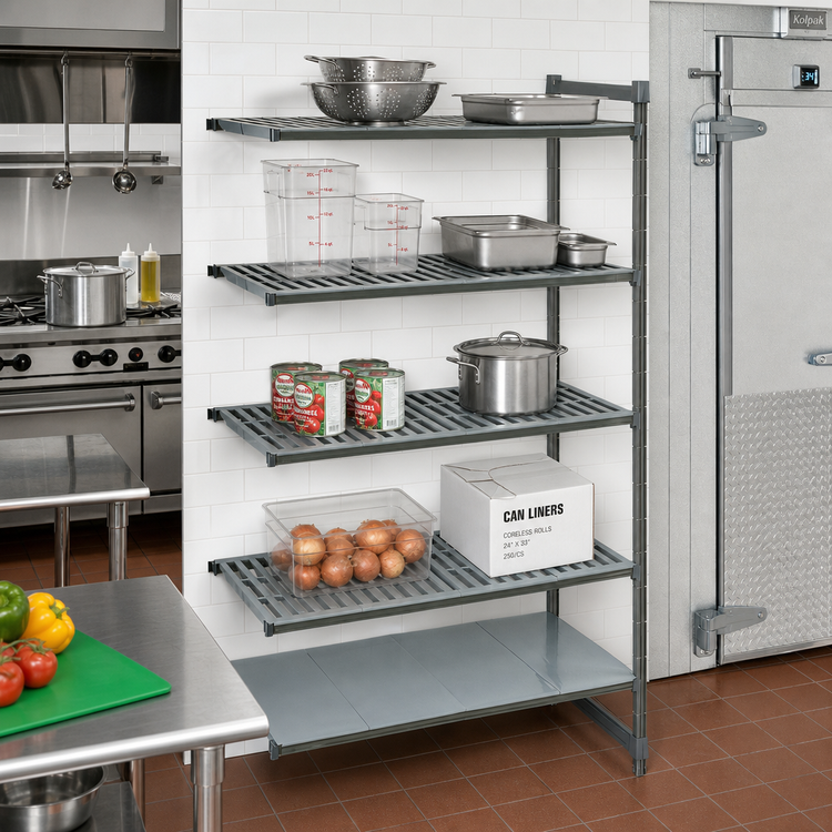 Product image #2 for Cambro Camshelving Basics Plus 24" x 48" x 84" 5-Tier Add-On Polymer Shelving Unit