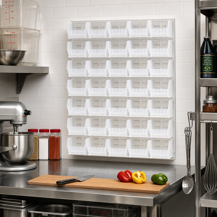 Product image #2 for Quantum Wall-Mounted Louvered Panel Starter Unit with 35 Clear Bins