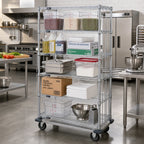 Thumbnail image #2 for Quantum MD1860C46RE-5 5-Shelf Mobile Wire Shelving Cart, 60 x 18 x 70 Inches, Chrome Plated