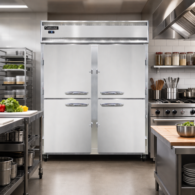 Product image #2 for Continental Refrigerator 2FESNSAHD Extra-Wide Shallow Depth Two-Section Reach-In Freezer with Half Solid Doors