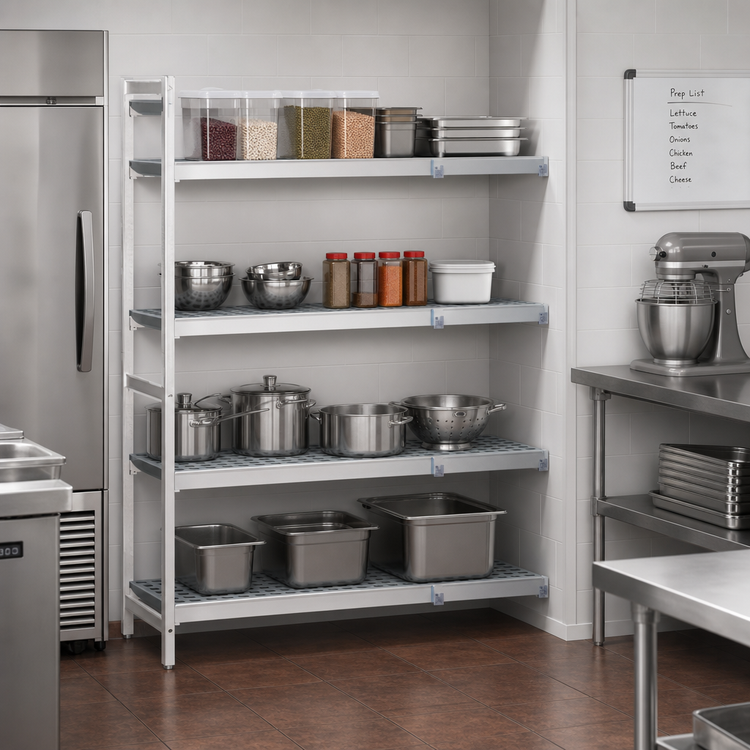 Product image #2 for Fermostock 4-Tier Corner Expansion Polymer Shelving Add-On Unit, 71" H x 38" W x 22" D