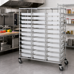 Thumbnail image #2 for Quantum BC216069M2TCL Mobile Triple-Bay Bin Cart with 33 Clear Bins, Chrome-Plated Finish, 24 x 60 x 69 Inches