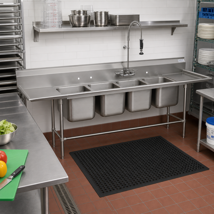 Product image #2 for Advance Tabco Regaline 4-Compartment Drainboard Sink with Left & Right 36-Inch Drainboards