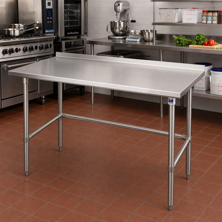 Product image #2 for John Boos Stallion 72-Inch x 24-Inch Stainless Steel Work Table with Rear Up-Turn and Safety Edge