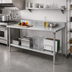 Thumbnail image #2 for Stallion 84-Inch x 30-Inch Stainless Steel Work Table with 5-Inch Backsplash and Undershelf