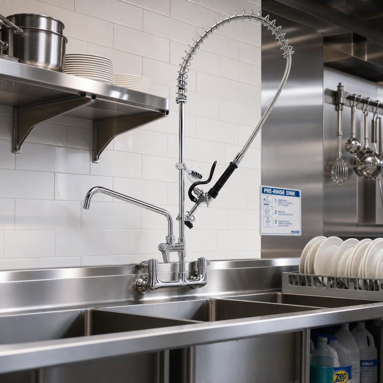Product image #2 for equip 8-Inch Center Wall-Mount Pre-Rinse Unit with 6-Inch Add-On Faucet