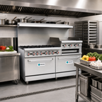 Thumbnail image #2 for Hurakan Heavy Duty 60-Inch Gas Range with 6 Open Burners, 2 Ovens, Griddle, and Broiler
