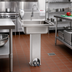 Thumbnail image #2 for Eagle Group Pedestal-Mount Lavatory Hand Sink with Foot-Valve Gooseneck Spout, Soap Dispenser, Basket Drain, 304 Stainless Steel