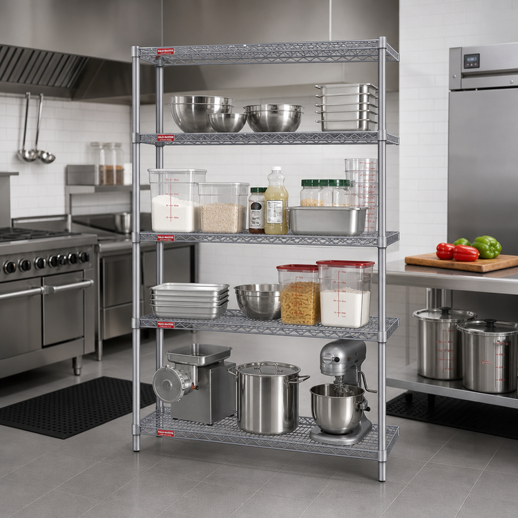 Product image #2 for Valu-Master 4-Tier Add-On Wire Shelving Unit, 42 x 21 x 63 Inches, Pewter Gray Epoxy