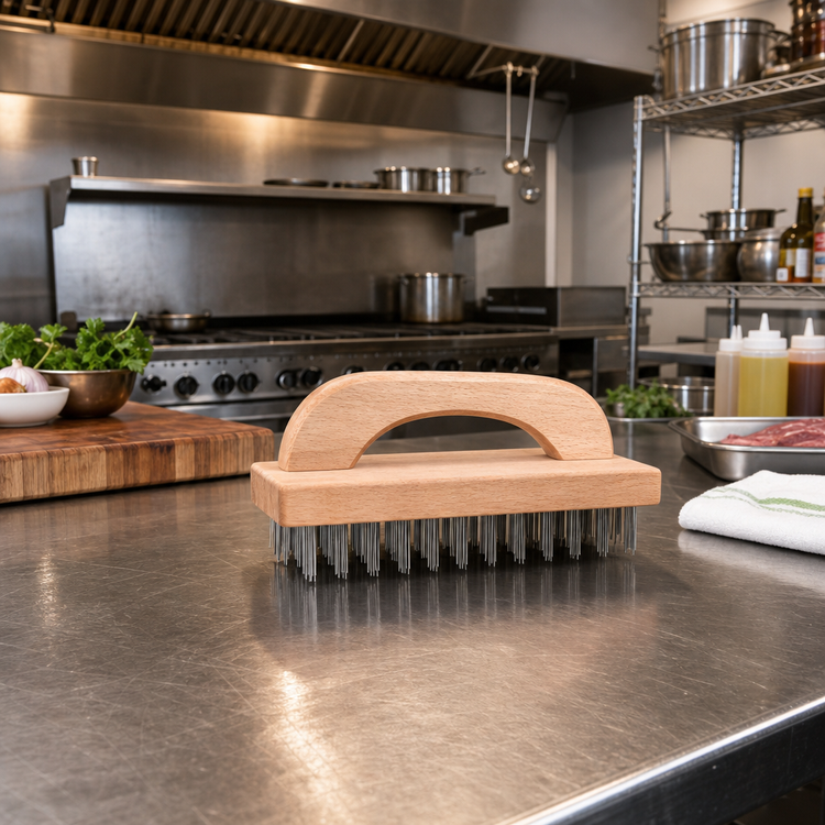 Product image #2 for Disco Butcher Block Brush with Tempered Steel Bristles and Wood Handle