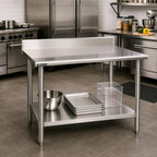 Thumbnail image #2 for Eagle Group Deluxe T3660EB-BS Stainless Steel Work Table, 60 x 36 in, 16-Gauge 300 Series Top, Backsplash & Adjustable Undershelf