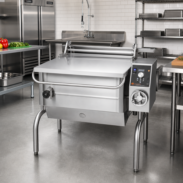 Product image #2 for Groen 40-Gallon Electric Braising Pan with Advanced Controls, Manual Tilt, and Open Leg Base