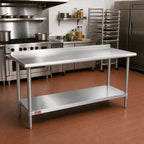 Thumbnail image #2 for Duke Manufacturing 314-2484-2R 84" x 24" Stainless Steel Work Table with 1-1/8" Riser and Galvanized Undershelf