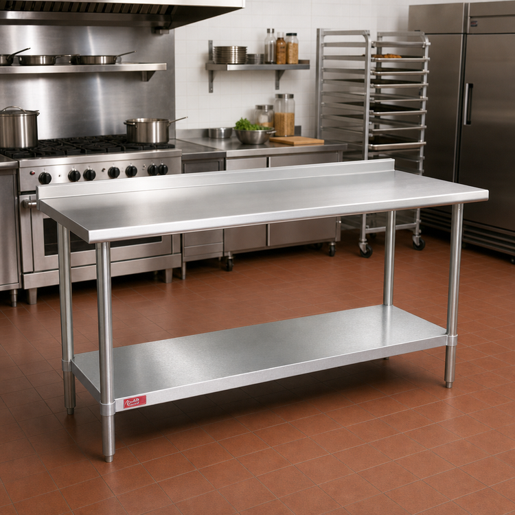 Product image #2 for Duke 84-Inch x 24-Inch Stainless Steel Work Table, 36-Inch High, with 1-1/8-Inch Riser and Galvanized Undershelf