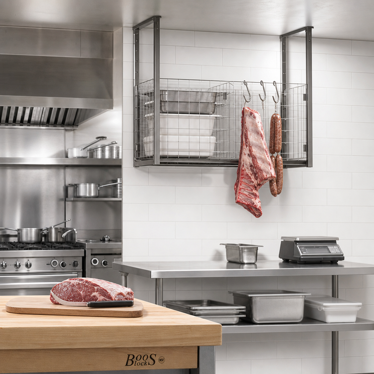 Product image #2 for John Boos Stainless Steel Ceiling-Mount Meat Boat Rack, 36 x 12 x 25 Inches