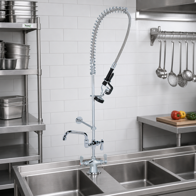 Product image #2 for OptiFlow Lead-Free Deck-Mount Pre-Rinse Assembly with 8-Inch Add-On Faucet