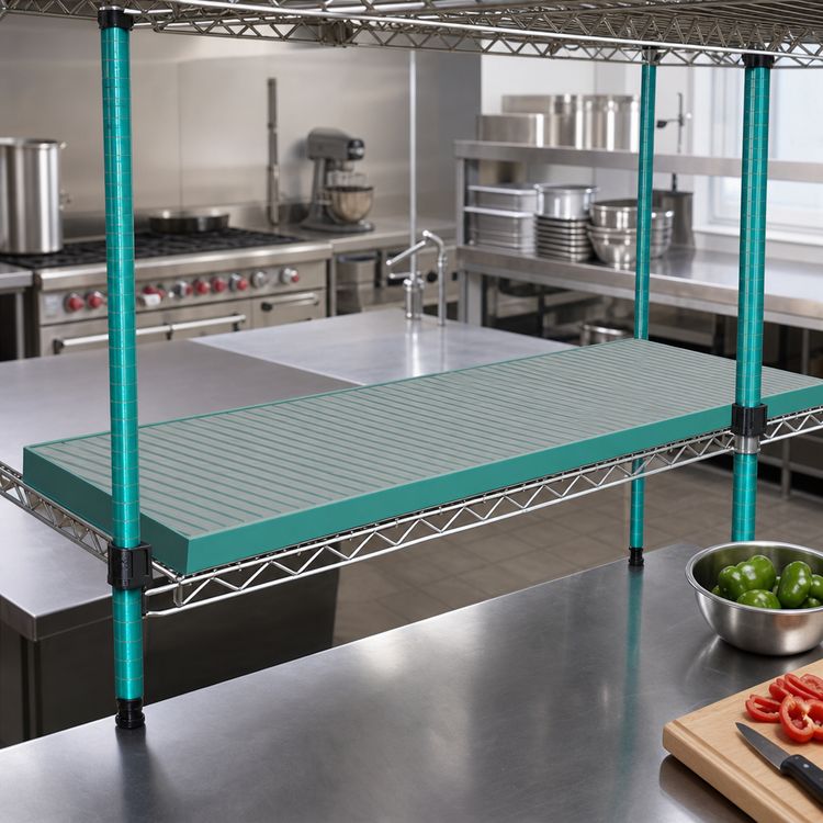 Product image #2 for Eagle Group QuadPlus 60 x 24 Inch Solid Polymer Shelf Mat with MICROGARD, Green Epoxy Frame