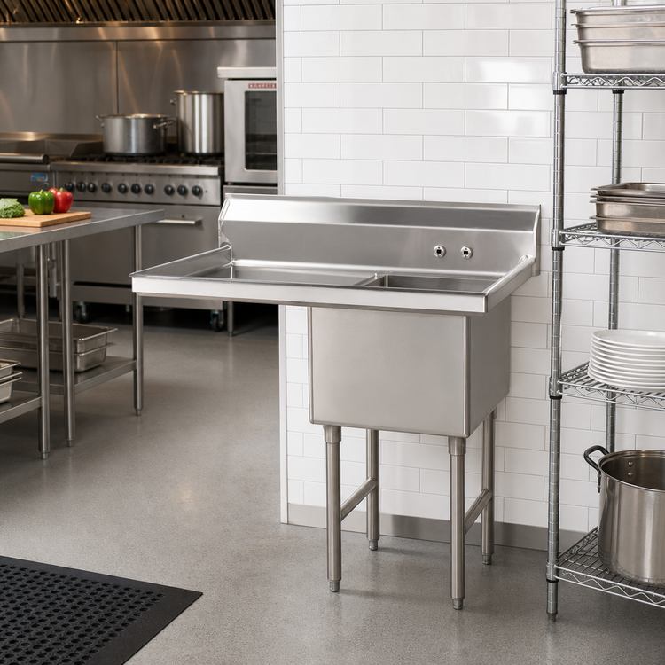 Product image #2 for Advance Tabco 1-Compartment Fabricated Sink with 18-Inch Left Drainboard