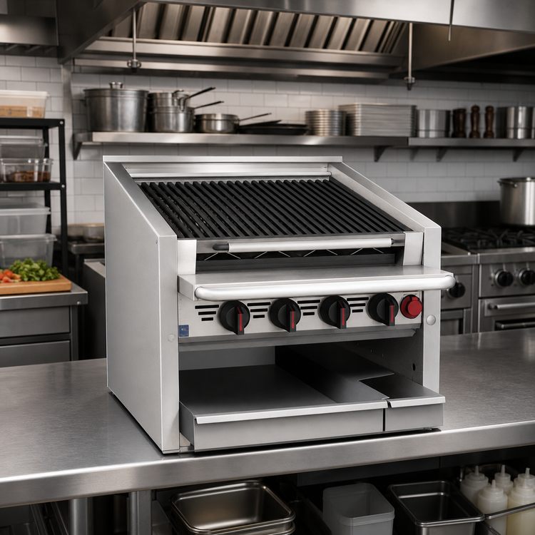 Product image #2 for Magikitch'n 24-Inch Countertop Gas Radiant Charbroiler with Free-Floating Round Rod Top Grate