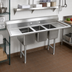 Thumbnail image #2 for Advance Tabco K7-CS-22 3-Compartment Convenience Store Sink with Left and Right Drainboards, Open Frame Base