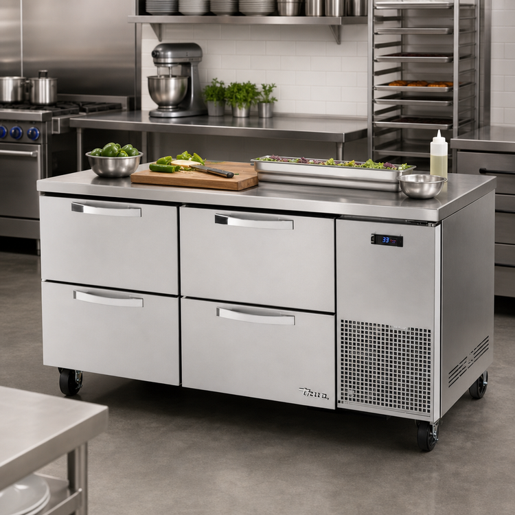 Product image #2 for True SPEC Series 67-1/4-Inch 2-Section Deep Undercounter Refrigerator with 4 Drawers