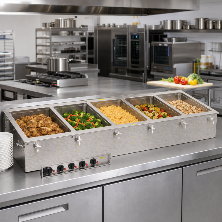 Product image #2 for Vollrath 3647580HD Five-Well Drop-In Electric Hot Food Well with Marine Grade Wells, Auto-Fill, Thermostatic Controls