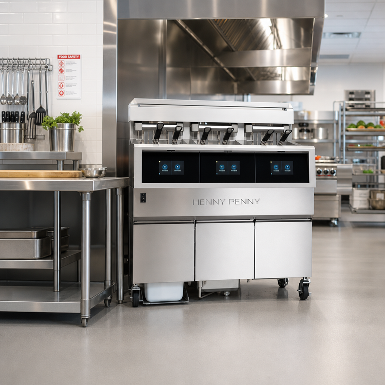 Product image #3 for Henny Penny F5 Electric Open Fryer, 3-Well Floor Model, 30 lb. Vats