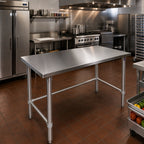 Thumbnail image #2 for John Boos ST4-4884SBK 84 x 48 Inch 14-Gauge 300-Series Stainless Steel Flat-Top Work Table with Stallion Safety Edge