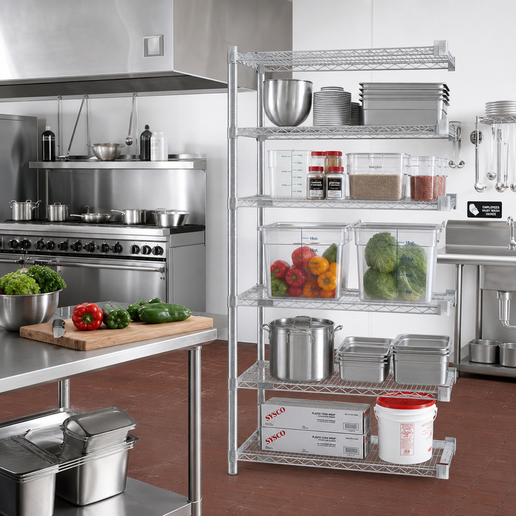 Product image #2 for Eagle Group A5-86-1842C 5-Tier Add-On Wire Shelving Unit, 42 x 18 x 86 Inches, Chrome-Plated