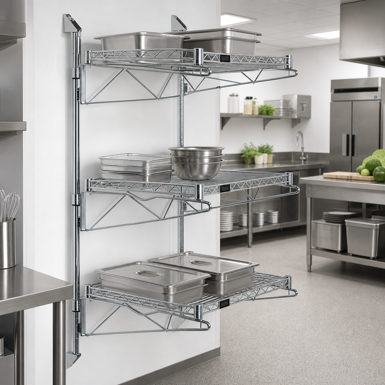 Product image #2 for Quantum Wall-Mounted Cantilever Starter Unit with 3 Wire Shelves