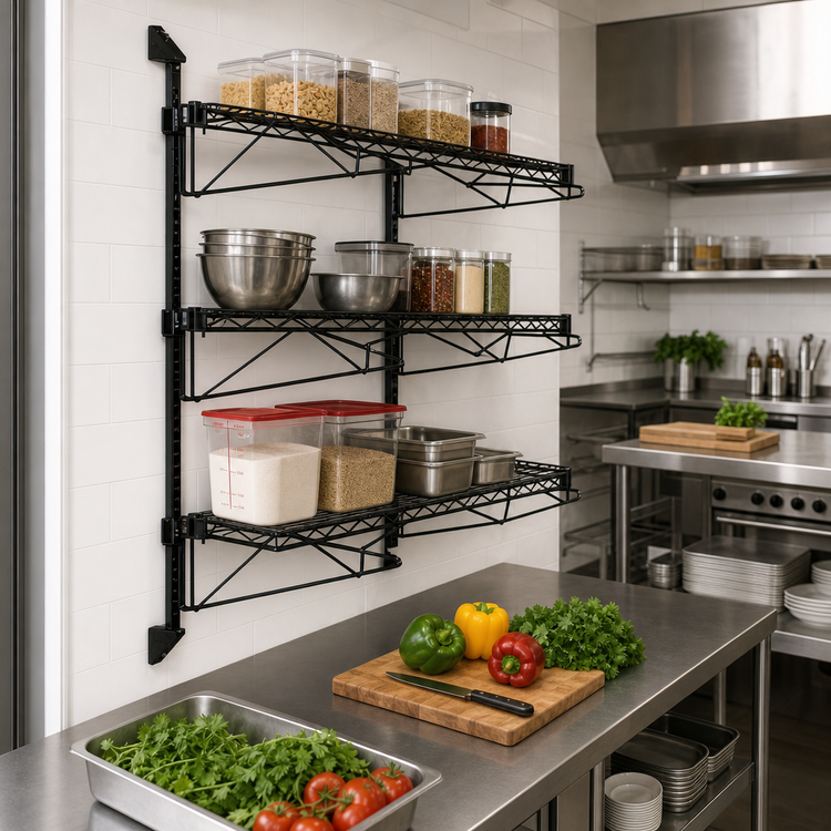 Product image #2 for Quantum Wall-Mounted Cantilever Starter Unit with 3 Wire Shelves