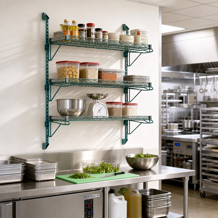 Product image #2 for Quantum Wall-Mounted Cantilever Starter Unit with 3 Wire Shelves