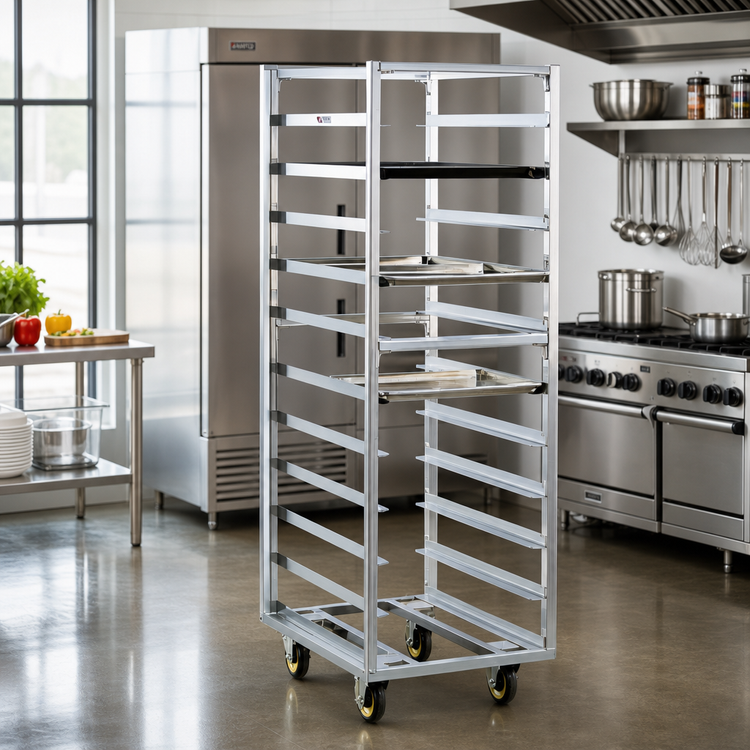 Product image #2 for New Age Heavy-Duty Roll-In Refrigerator/Proofer Rack, Open Frame Aluminum, 11 Sheet Pan Capacity