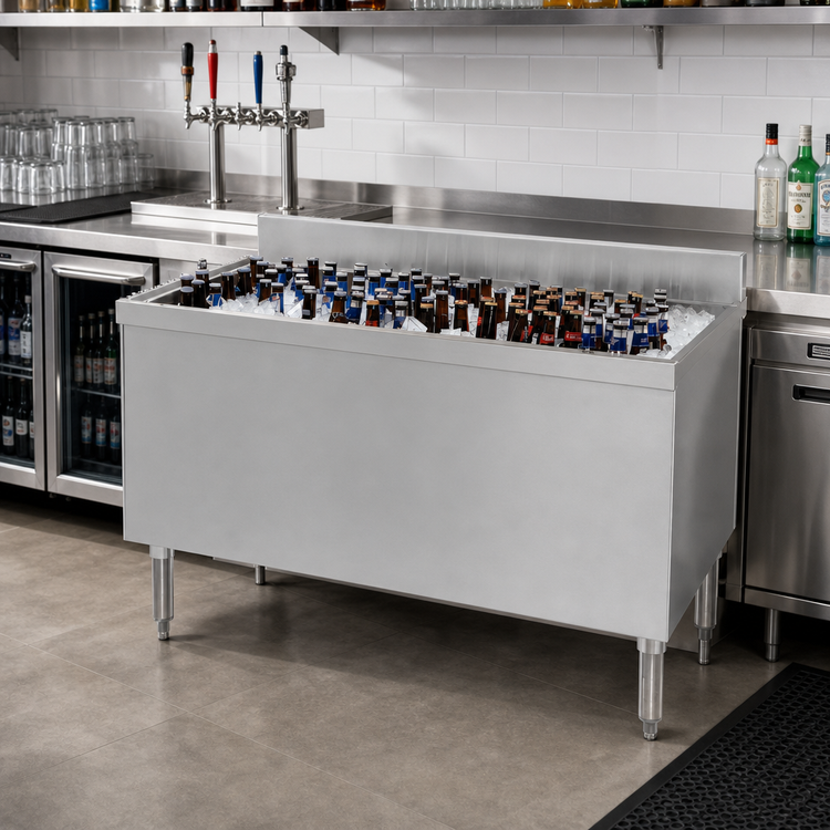 Product image #2 for Advance Tabco Prestige Supreme Stainless Steel Beer Bath Bar Ice Bin, 48 x 24 Inch, 18-Inch Deep Bin