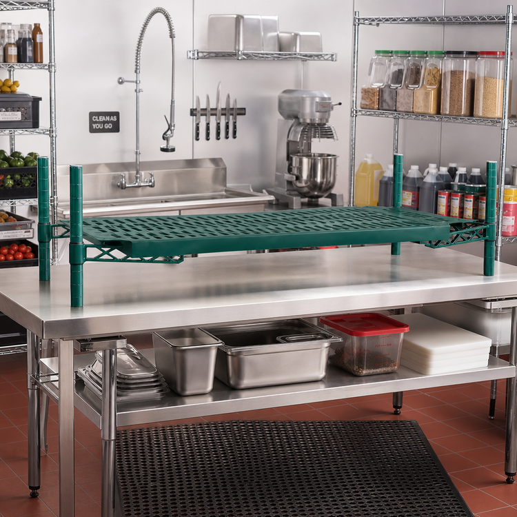 Product image #2 for QuadPlus Louvered Green Polymer Shelf Mat with MICROGARD Antimicrobial Protection, 48 x 24 Inches