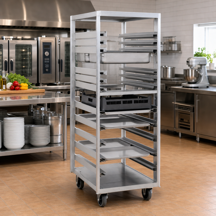 Product image #2 for Panco Universal Mobile Aluminum Pan Rack with 13 Universal Angle Slides, Front Loading