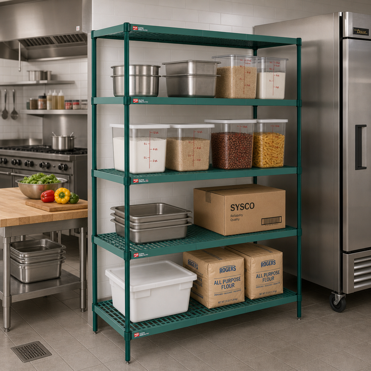 Product image #2 for Metro Super Erecta Pro Stationary 4-Shelf Shelving Starter Unit with Removable Polymer Shelf Mats, Green, 21 x 72 x 63 Inches