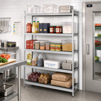 Thumbnail image #2 for Fermod Fermostock 5R68C83-E 5-Tier Perforated Polymer Shelving Add-On Unit, 68W x 22D x 83H, Gray, 800 lb. per Shelf
