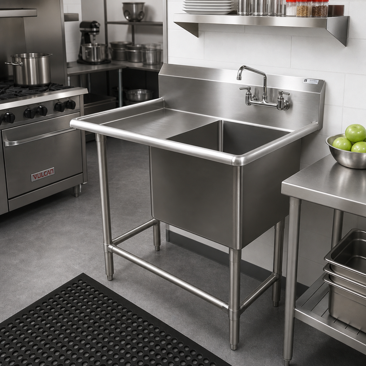 Product image #2 for John Boos Pro-Bowl 1-Compartment Sink with Left Drainboard, 16-Gauge Stainless Steel, 40-3/16 Inches Wide