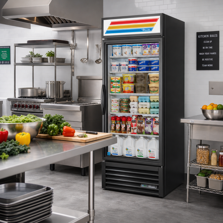 Product image #2 for True 30-Inch One-Section Glass Door Merchandiser Refrigerator, Self-Contained Bottom-Mounted, 115V