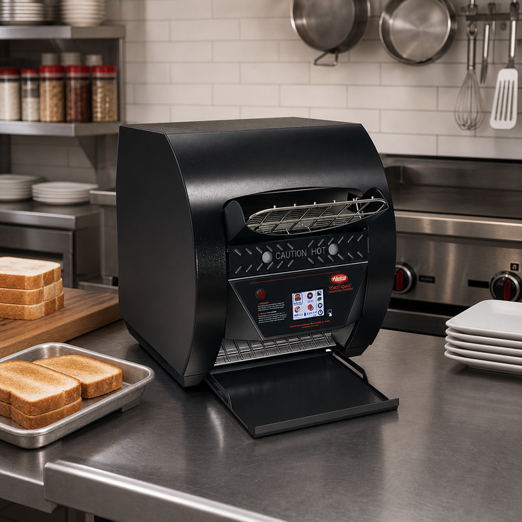 Product image #2 for Hatco Toast-Qwik Countertop Horizontal Conveyor Toaster with Touchscreen Controls, 208V, Designer Black