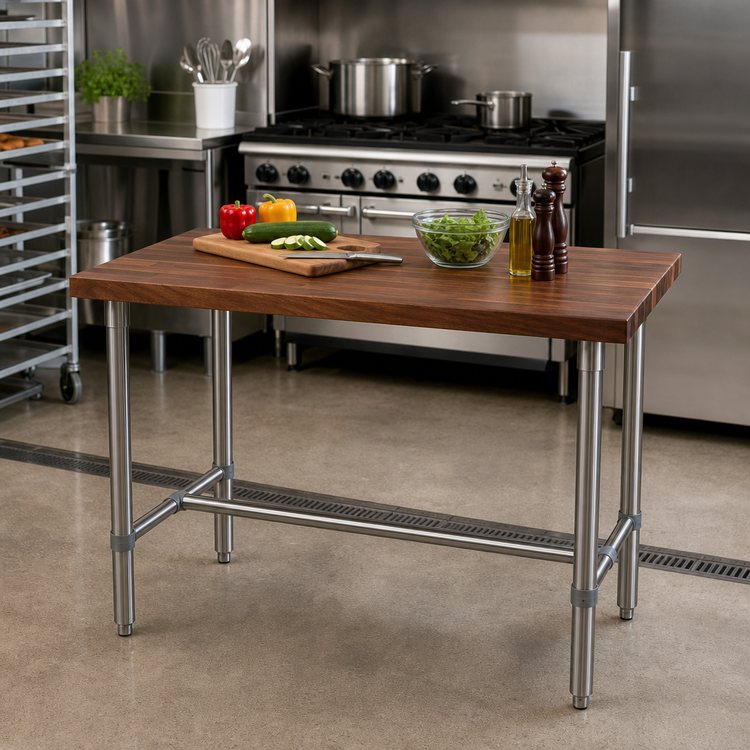 Product image #3 for John Boos Cucina Classico American Black Walnut Island Work Table, 48 x 30 x 35 Inches