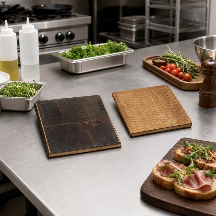 Product image #2 for American Metalcraft Carbonized Bamboo Reversible Serving Board, 10 x 9 x 3/4 Inches