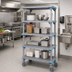 Thumbnail image #2 for Millenia Mobile Polymer Shelving Unit with 4 Open Grid Shelves, 54 x 18 x 62 Inches, Gray