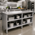 Thumbnail image #2 for Open Front Cabinet Base Stainless Steel Work Table with Undershelf, 72 x 30 Inches, 16-Gauge Top