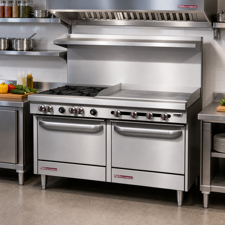 Product image #2 for Southbend S-Series 60-Inch Gas Restaurant Range with 4 Open Burners, 36-Inch Griddle, and 2 Convection Ovens
