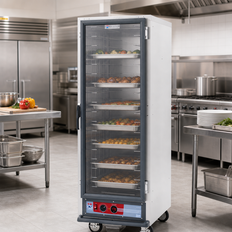 Product image #2 for Metro C5 1 Series Mobile Full Height Non-Insulated Heated Holding Cabinet with Clear Polycarbonate Door and Fixed Wire Slides, 120V