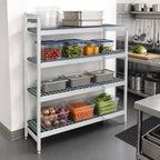 Thumbnail image #2 for Fermod Fermostock 4R31C83-CE 4-Tier Perforated Corner Expansion Polymer Shelving Unit, 83"H x 31"W x 22"D, Gray