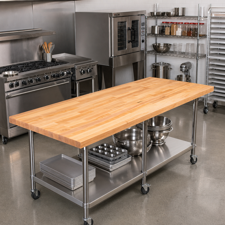 Product image #2 for John Boos 96" x 24" x 1-3/4" Edge Grain Maple Bakers' Table Top