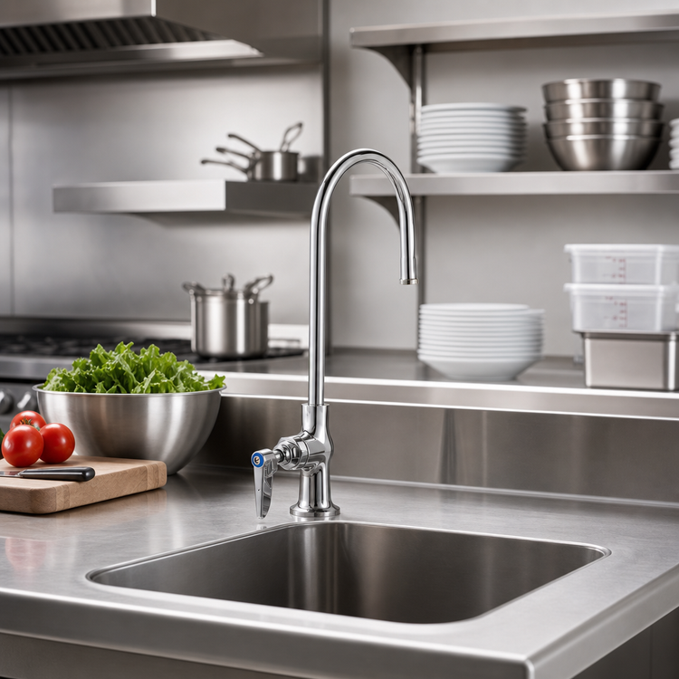 Product image #2 for T&S Brass Single Pantry Deck-Mount Faucet with 6-Inch Rigid Gooseneck Spout